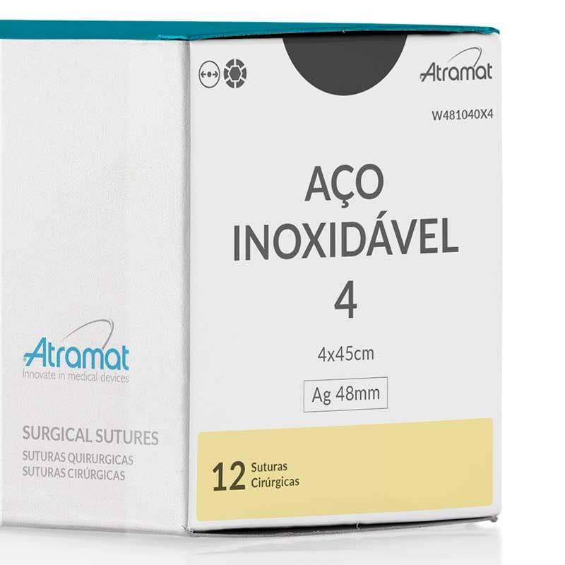 Fio de Sutura 4 Aço Inoxidável 12 Envelopes - Atramat