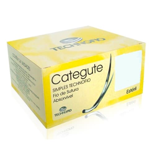 Fio de Sutura Categute Simples Amarelo CS27CR30 com 24 Envelopes Technofio