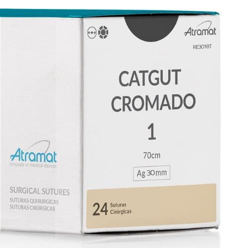 Fio de Sutura 1 Catgut Cromado Ocre 24 Envelopes - Atramat