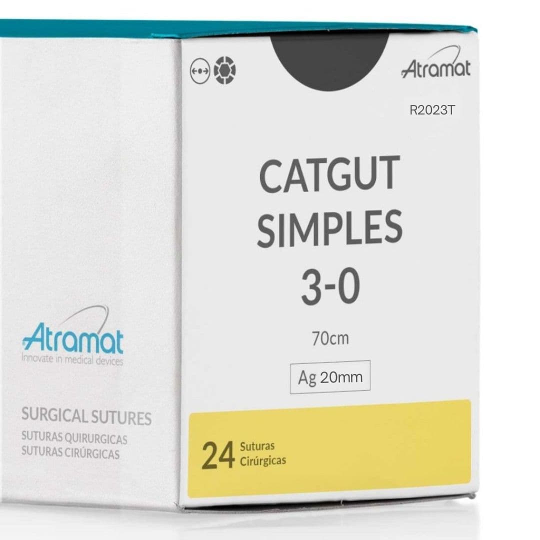 Fio de Sutura 3-0 Catgut Simples 24 Envelopes - Atramat