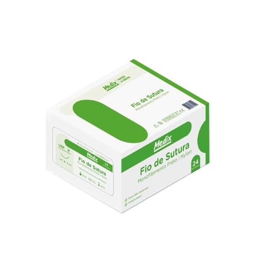 Fio de Sutura 0 Nylon Preto 24 Envelopes - Medix