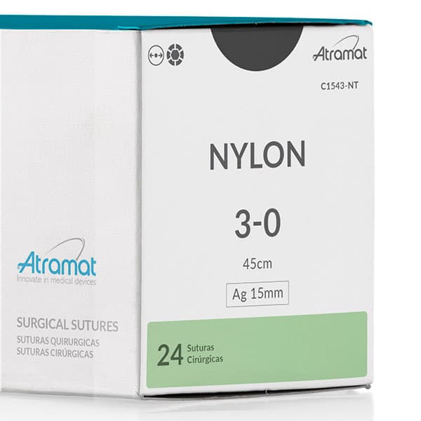 Fio de Sutura 3-0 Nylon Preto 24 Envelopes - Atramat