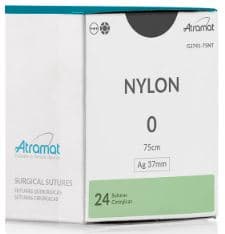 Fio de Sutura 0 Nylon Preto 24 Envelopes - Atramat