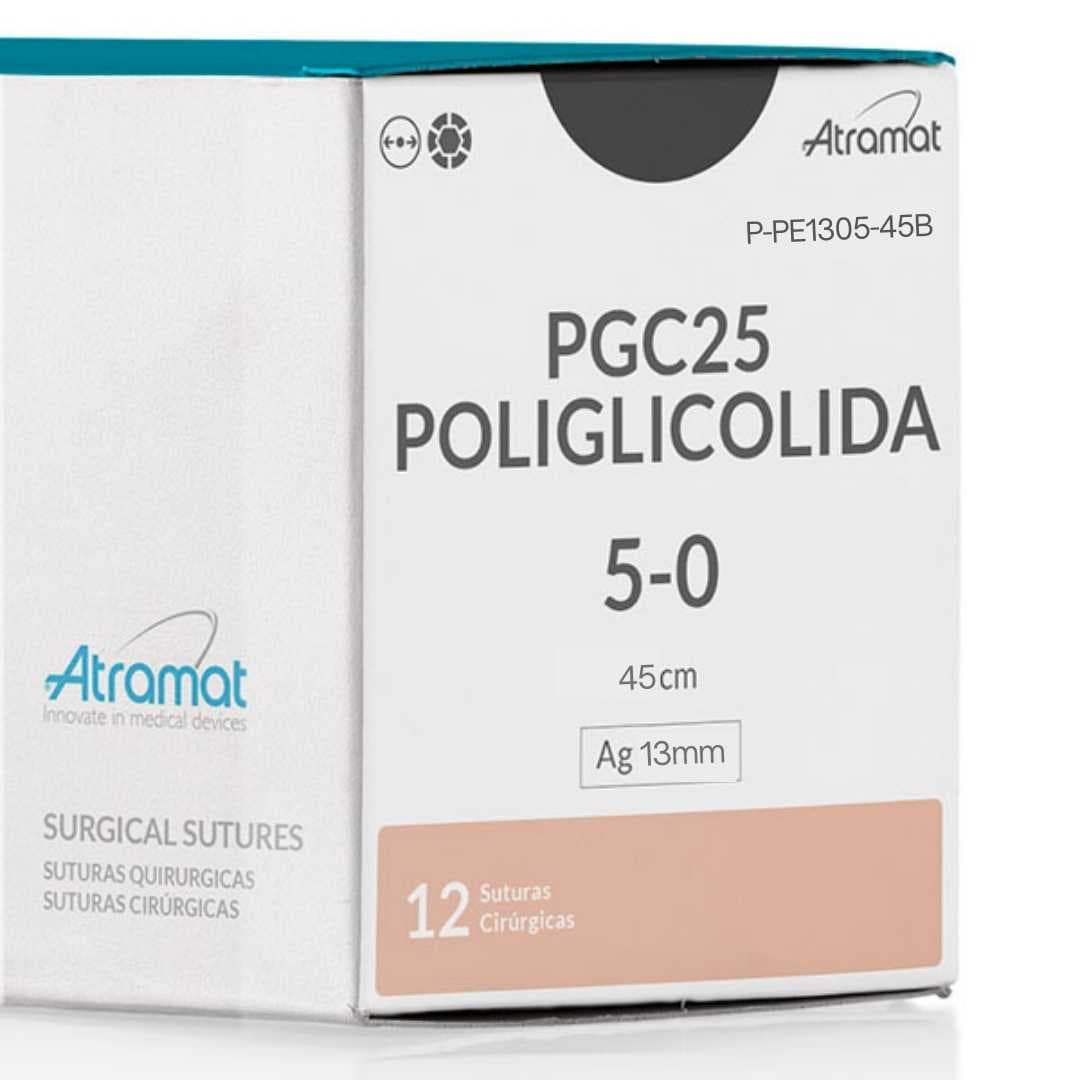 Fio de Sutura 5-0 PGC25 Poliglicolida Incolor 12 Envelopes - Atramat