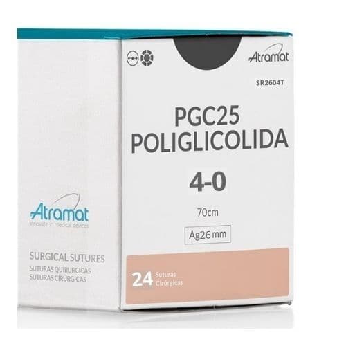 Fio de Sutura 4-0 PGC25 Poliglicolida Violeta 24 Envelopes - Atramat