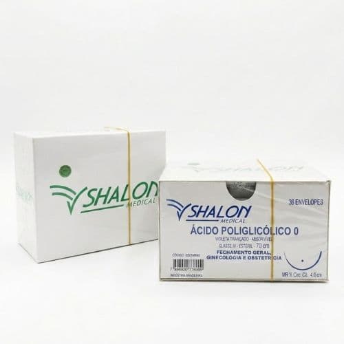 Fio de Suturas Ácido Poliglicólico 0 com AG 4 com 36 Env - Shalon