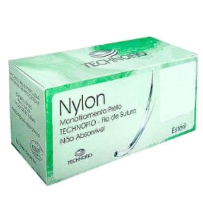Fio de Sutura de Nylon Preto 3-0 - 24 Env - Technofio