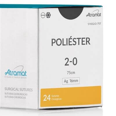 Fio de Sutura 2-0 Poliester Verde 24 Envelopes - Atramat