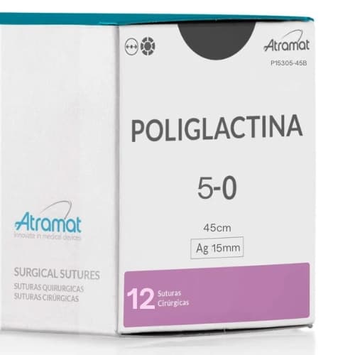 Fio de Sutura 5-0 Poliglactina Incolor 12 Envelopes - Atramat