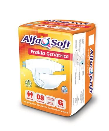 Fralda Geriátrica Descartável G com 8 Unidades - Alfa Soft