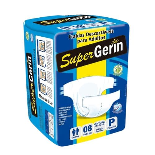Fralda Geriátrica Descartável P - 8 unidades - Super Gerin