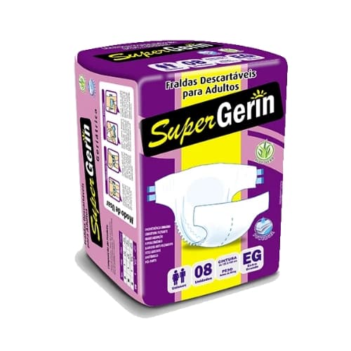 Fralda Geriátrica Extra Grande XG - 8 Unidades - Super Gerin