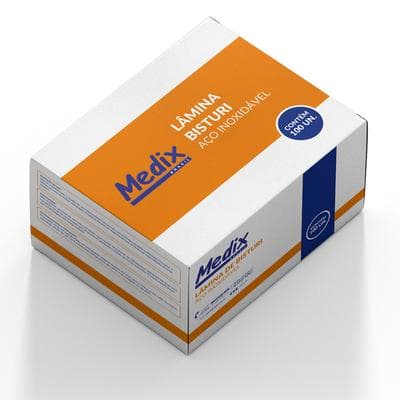 Lâmina De Bisturi de Aço Carbono N°15 Com 100 Unidades Medix