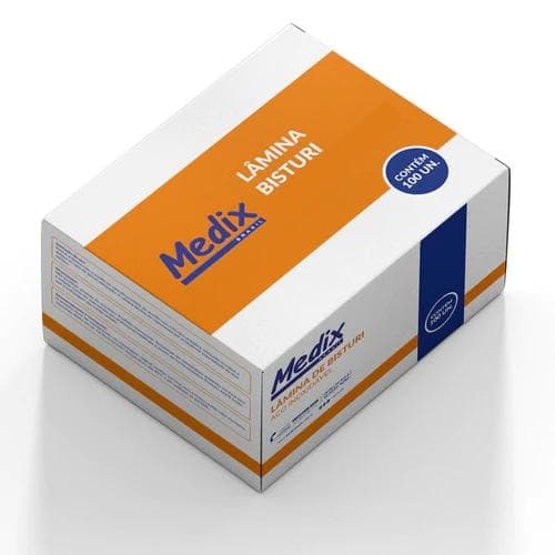 Lâmina De Bisturi de Aço Carbono N°21 com 100 Unidades Medix
