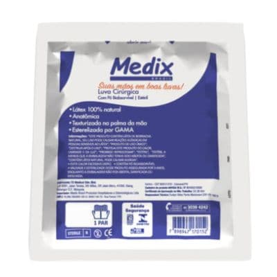 Luva Cirúrgica de Látex Com Pó Estéril Tamanho 8.5 Par Medix