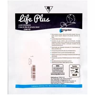 Luva Cirurgica Life Plus Com Pó Bio Absorvível Estéril 8,5 Par Lemgruber