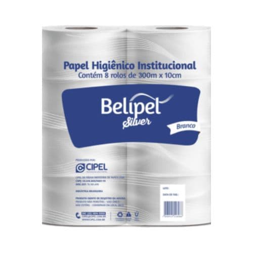 Papel Higiênico Belipel Silver c/ 8 Rolos X 300m - Fl Simples
