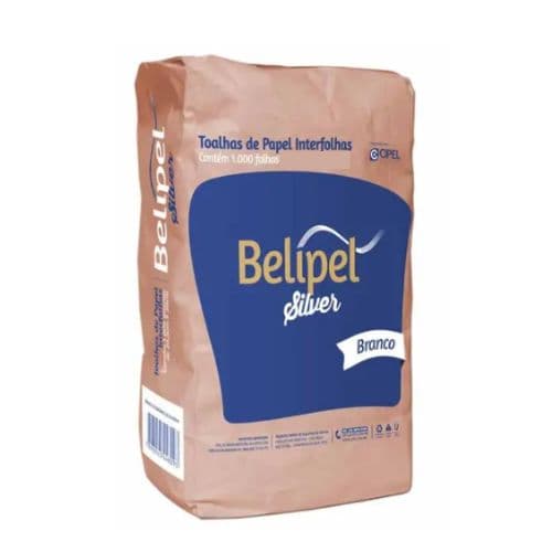 Papel Toalha Para Secagem de Mãos Belipel 20,5 X 20cm Cipel com 1000 Folhas Interfolha