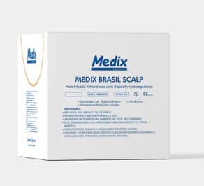 Scalp com Dispositivo de Segurança 25G Luer Lock com 100 Unidades Medix