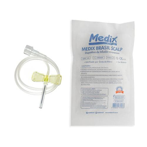 Scalp para Infusão Intravenosa Polybag 19g Luer Lock Com 100 Unidades Medix