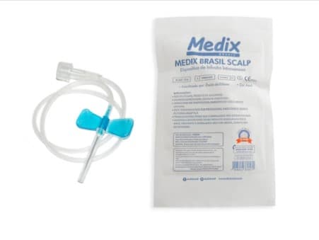 Scalp para Infusão Intravenosa Polybag 23g Luer Lock Com 100 Unidades Medix