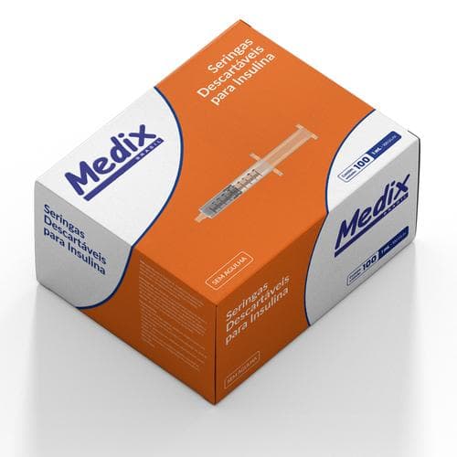 Seringa Descartável para Insulina Sem Agulha 1ml Luer Slip Com 100 Unidades