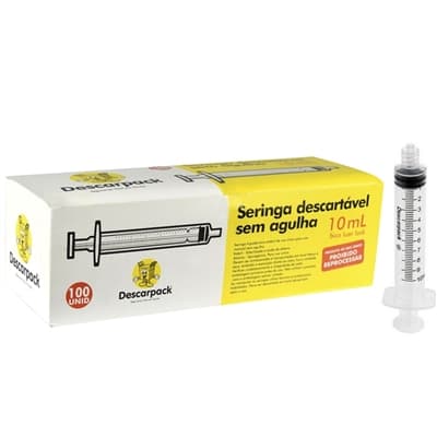 Seringa Luer Lock 10ml - 100 Unidade - Descarpack