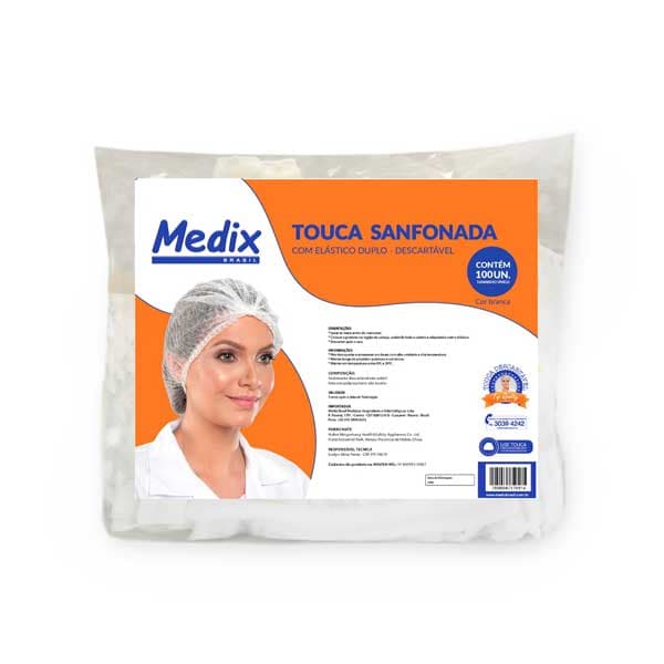 Touca Descartável Branca em TNT c/Elástico c/ 100 Unid - Medix
