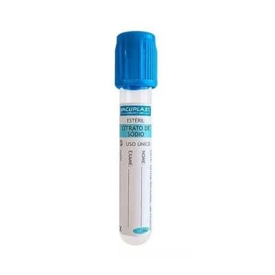Tubo de Coleta de Sangue A Vácuo Citrato de Sódio 3,2% - 3,6 ml - 13 x 75mm 100 Unidades - Vacuplast