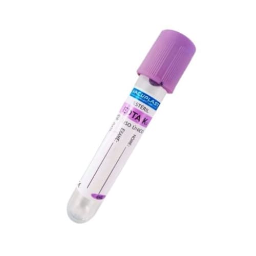 Tubo para Coleta de Sangue a Vácuo com Reagente EDTA K3 13X75mm 2ml Rack c/ 100 Unidades - Vacuplast