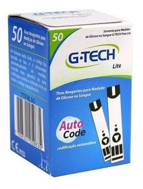50 Tiras Reagentes G-tech Lite Teste De Glicemia