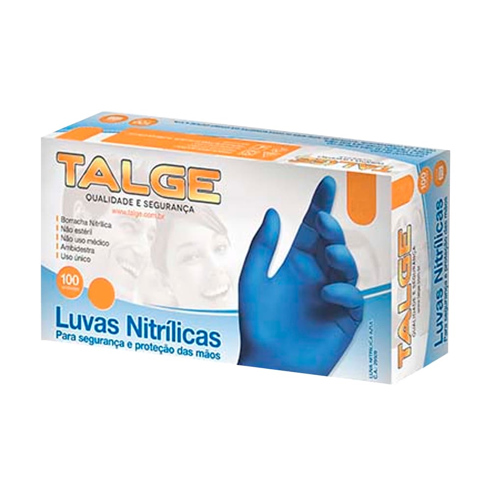 Luva Nitrílica Azul Sem Pó Caixa C/100un Talge (G(9)) - Portal do Médico