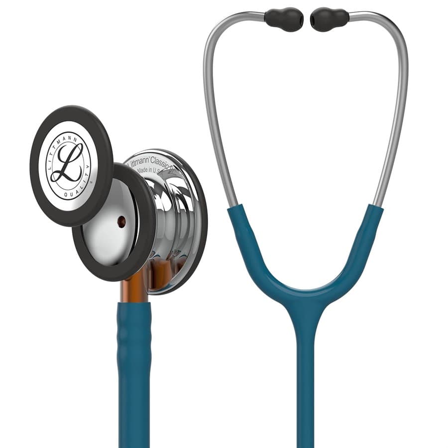 Estetoscópio Littmann Classic III Azul Caribe Espelhado com Laranja