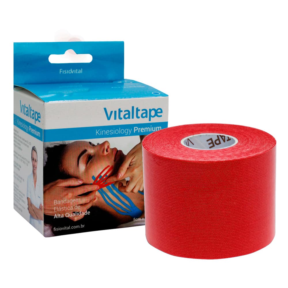 Fita Kinesio Premium Bandagem Elástica 5mx5cm Vitaltape (Vermelho)
