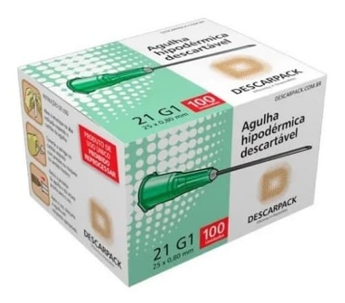 Agulha HiPodérmica Descarpack 25x0,80 Kit C/100