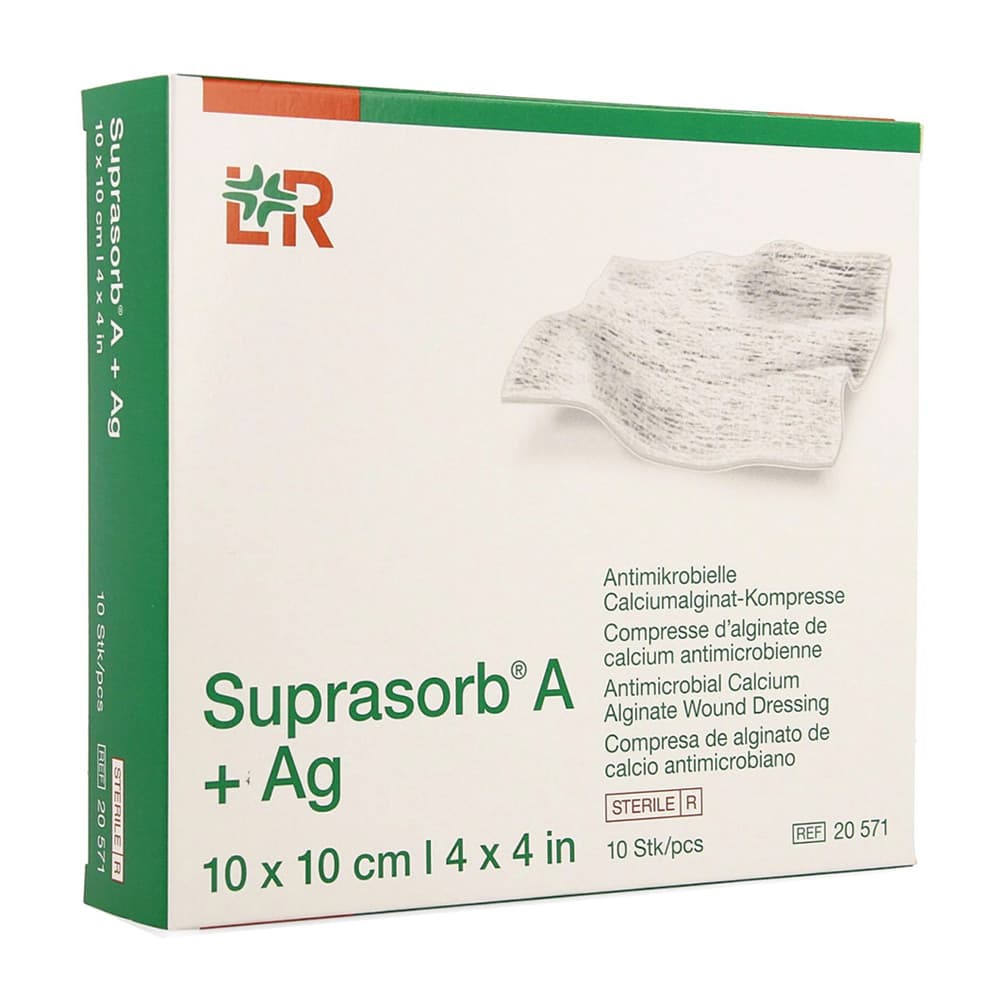 Curativo De Alginato Feridas Inf. Suprasorb A+Ag 10x10cm Lr - Portal do Médico