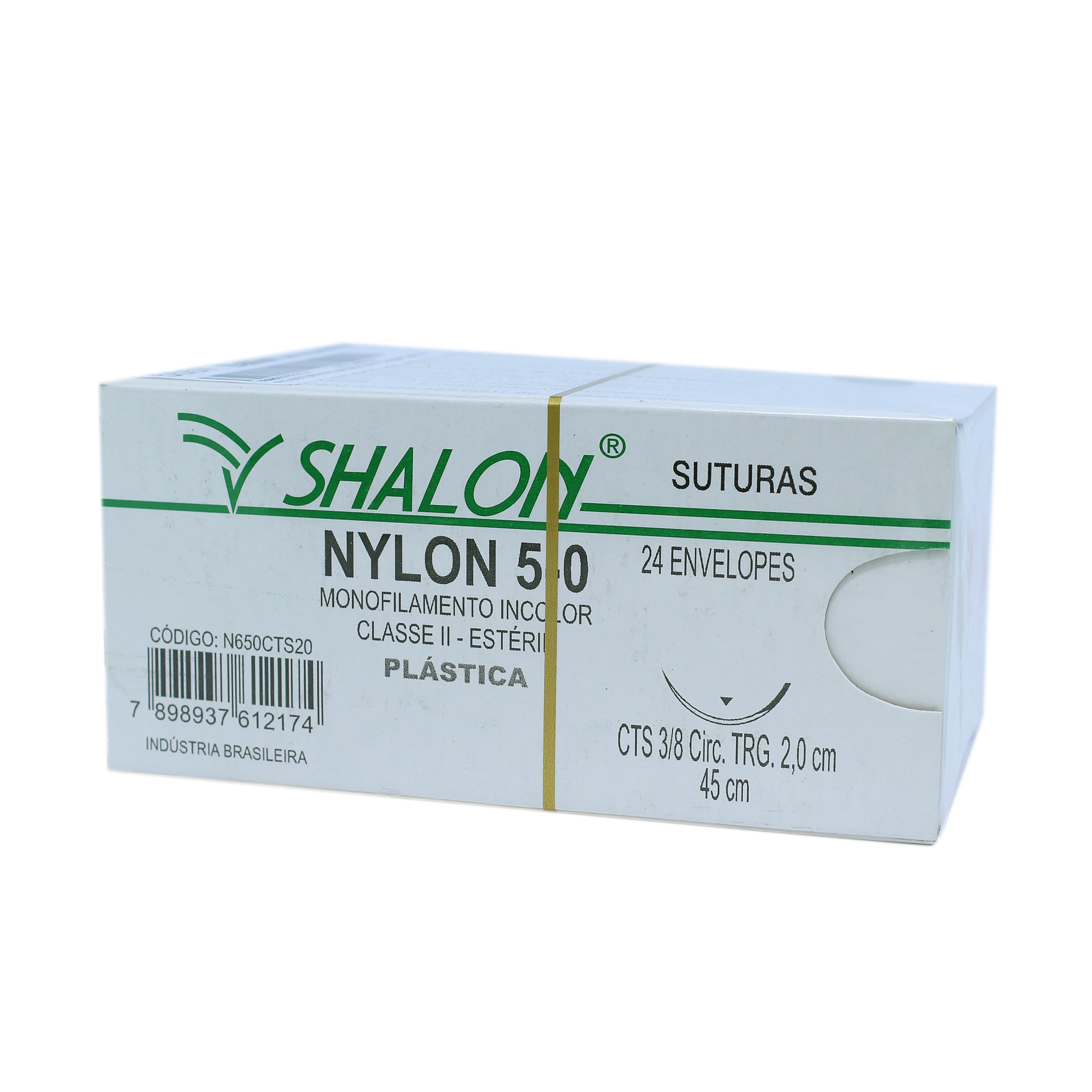 Fio Sutura Nylon Incolor Cirurgia Plástica Cx C/24un Shalon (3-0-45cm-Ag3/8cir.Trg2.0)