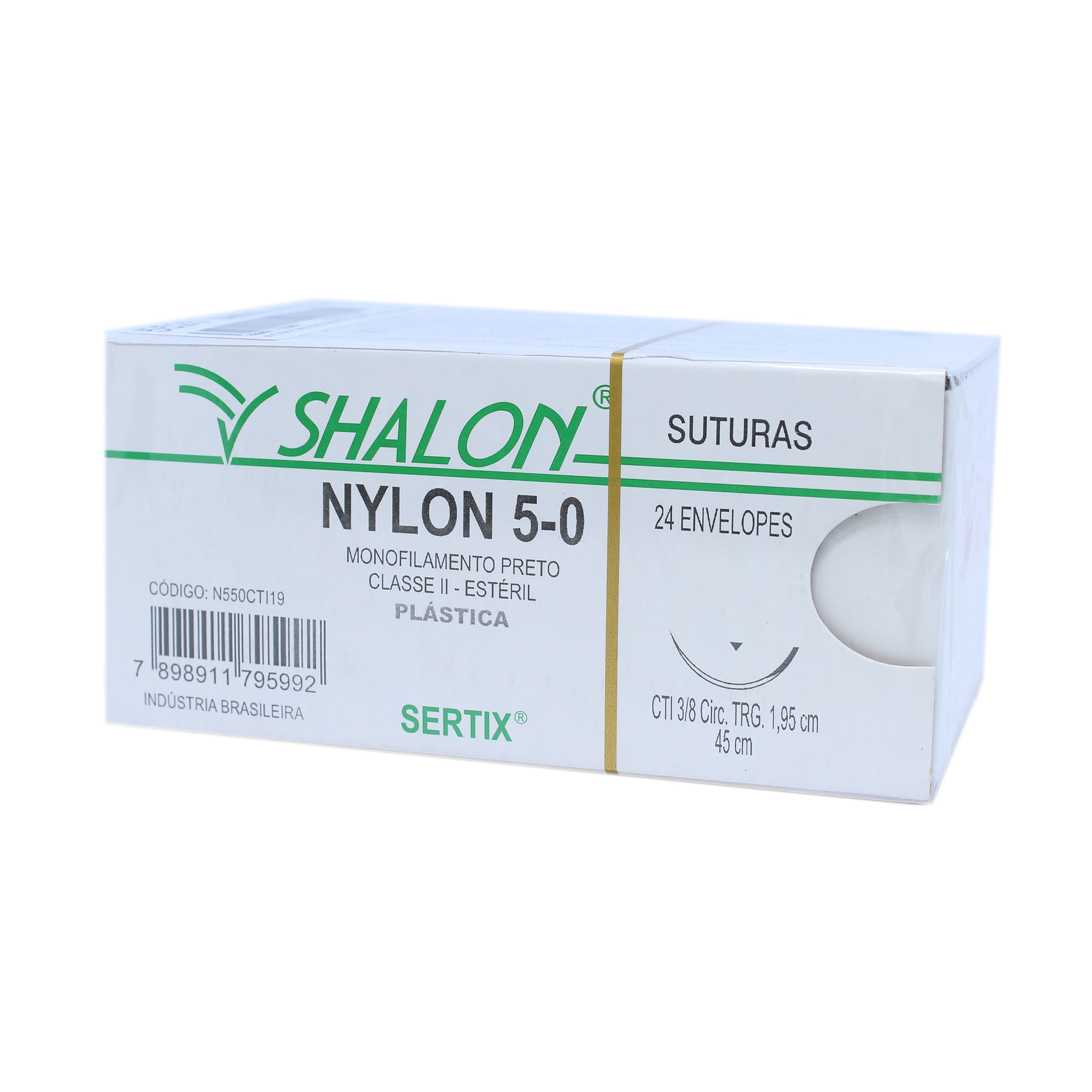 Fio Sutura Nylon Preto Cuticular Tam 5-0 45cm C/24un Shalon (5-0-45cm-Ag3/8cir.Trg1.95)