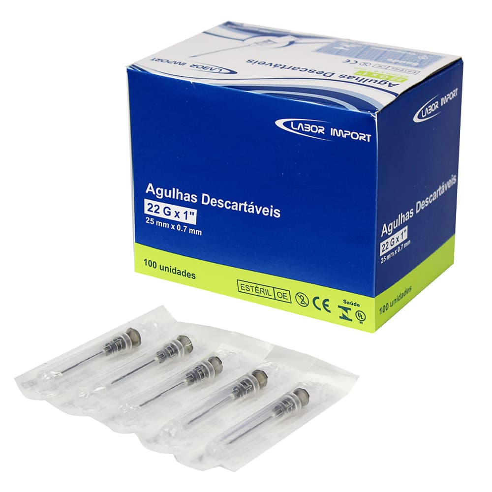 Agulha Descartável Hipodérmica C/100un Labor Import (25x0,7(Preta))