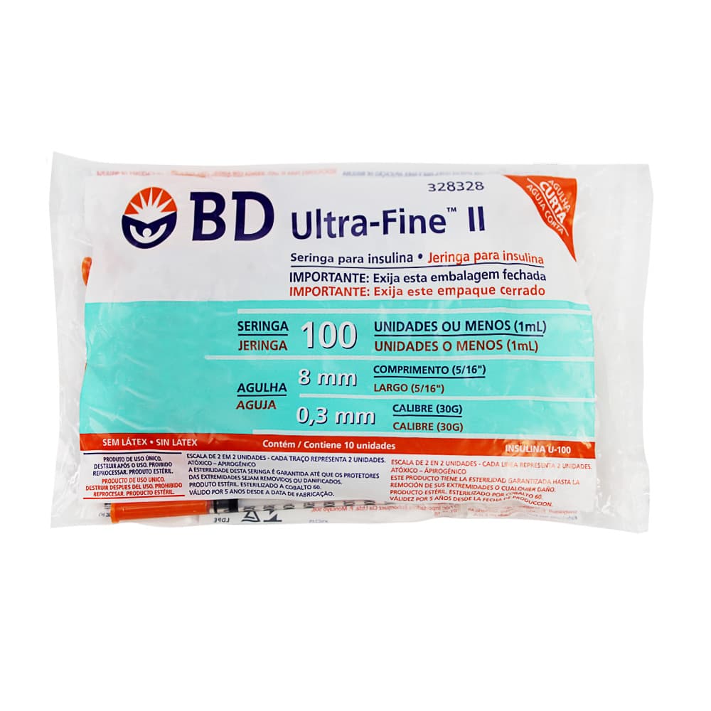 Seringa Para Insulina C/ Agulha Ultra Fine Ii C/10un Bd (1,0ml/Ag-08x0,30-328328)