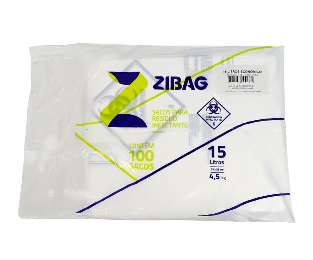 Saco De Lixo Hospitalar Branco 100 Unidades Azeplast (15l(39x58x25))