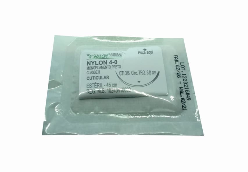 Fio Sutura Nylon Preto Com 24 Unidades Fio 45cm (4-0-Ag-3,0cm3/8triangular)
