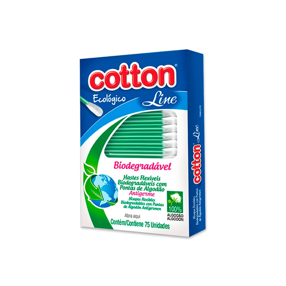 Hastes Flexíveis Biodegrádaveis Antigerme C/75un Cotton Line - Portal do Médico