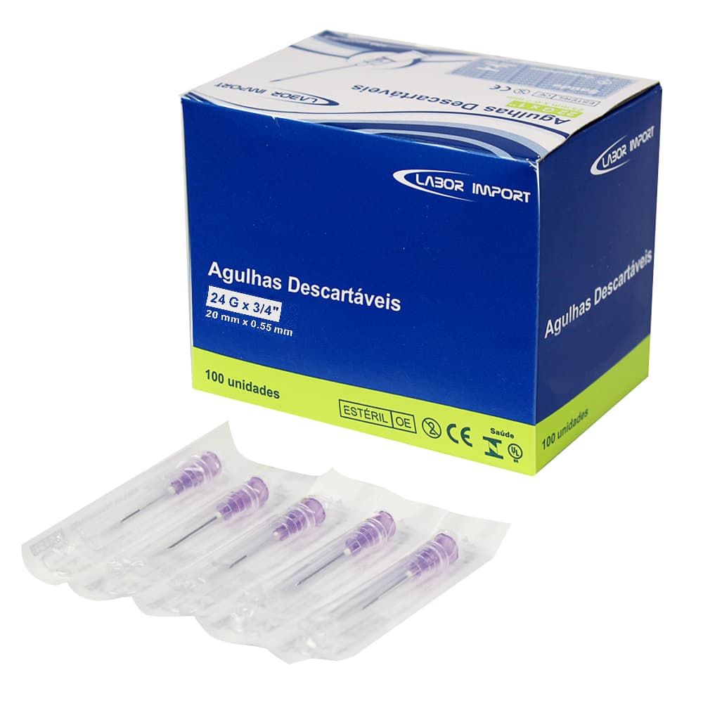 Agulha Descartável Hipodérmica C/100un Labor Import (20x0,55(Purpura))