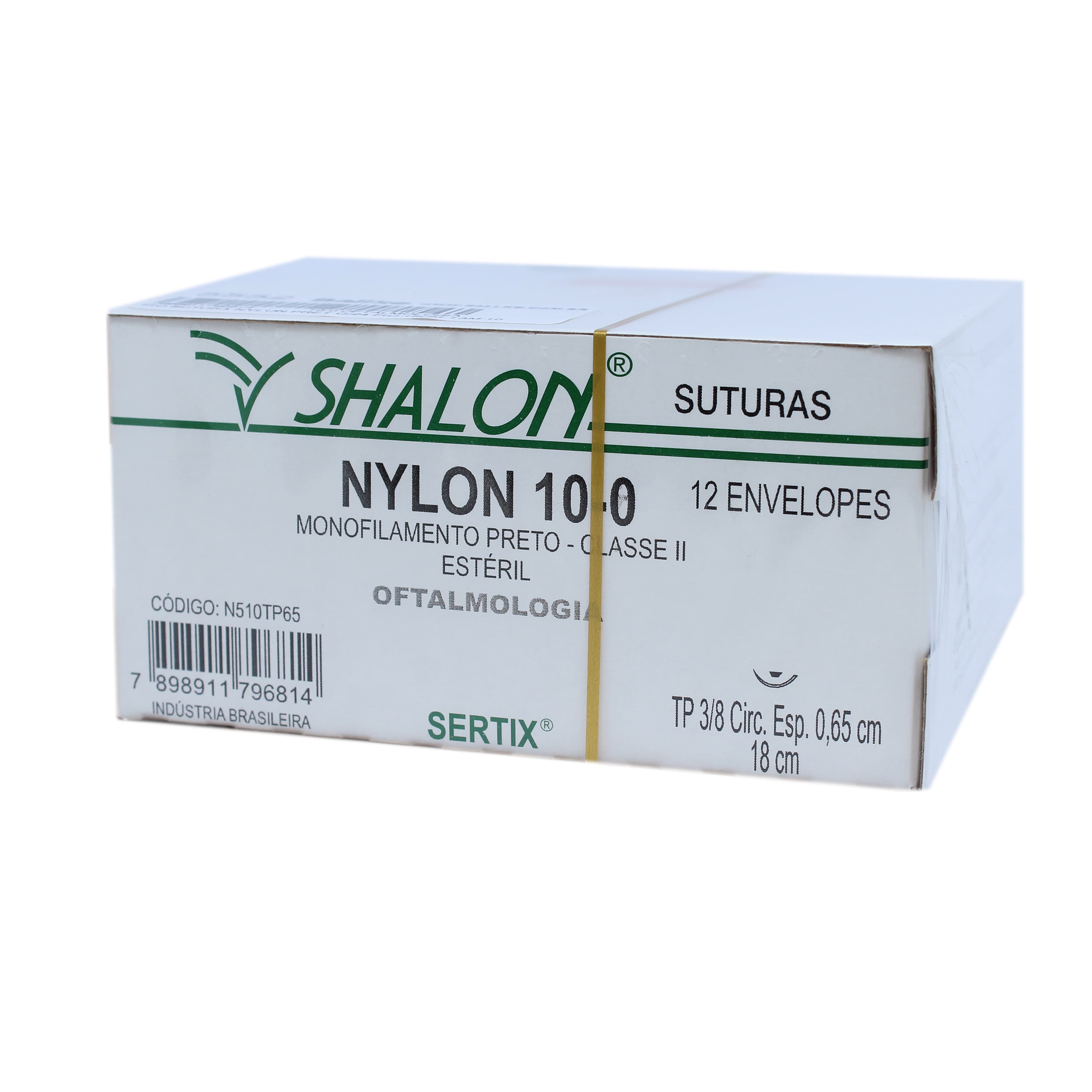 Fio Sutura Nylon Preto Para Oftalmologia Cx C/12un Shalon (10-0-18cm-2xag3/8.Esp0.65)
