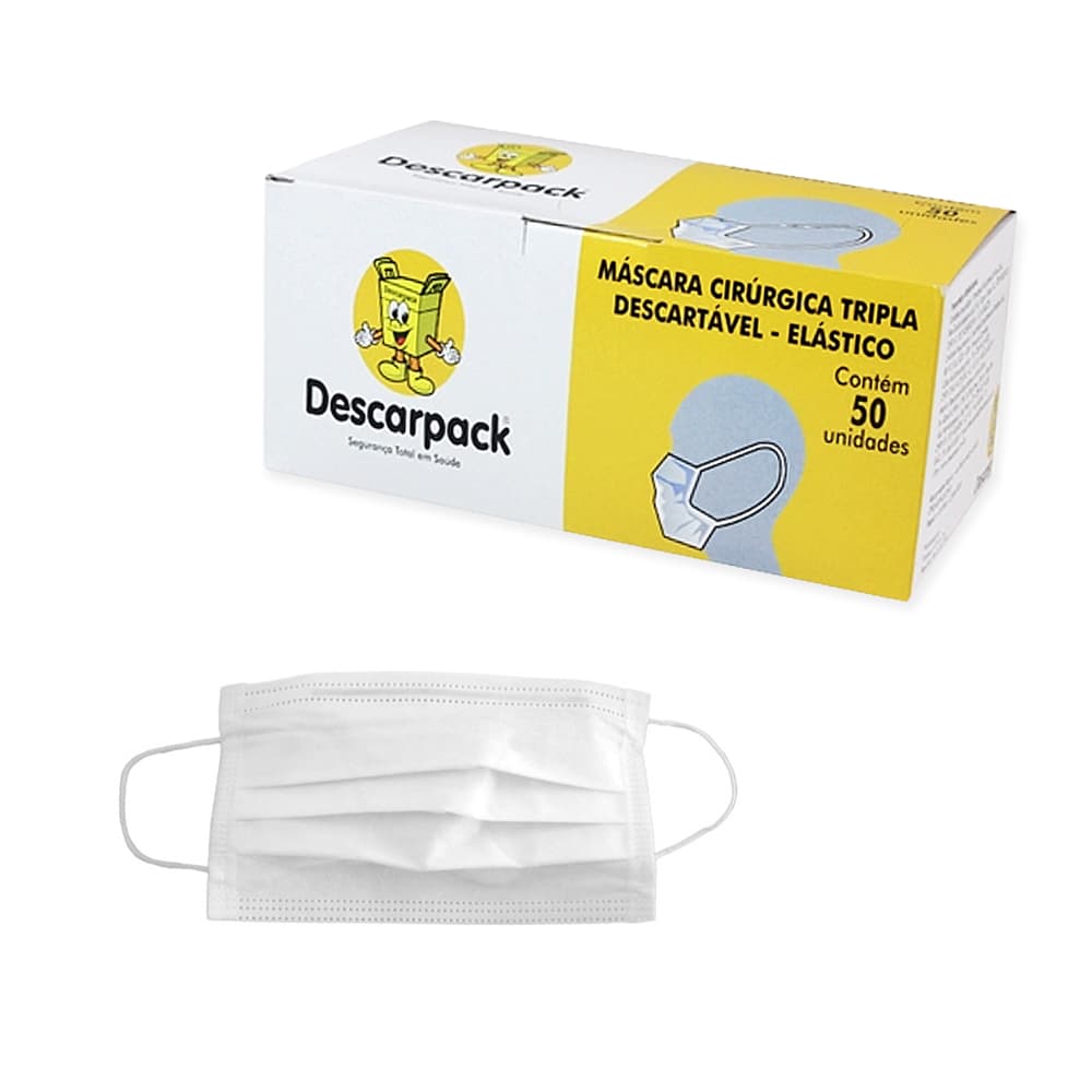 Máscara Cirúrgica Tripla C/Elástico 50un C/Anvisa Descarpack - Portal do Médico