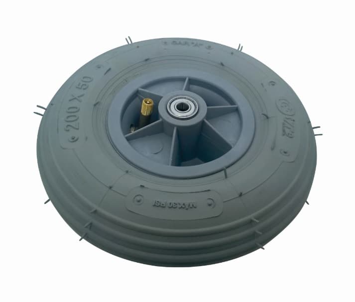 Roda Dianteira Completa Com Rolamento Inflavel 8" Cinza - Portal do Médico