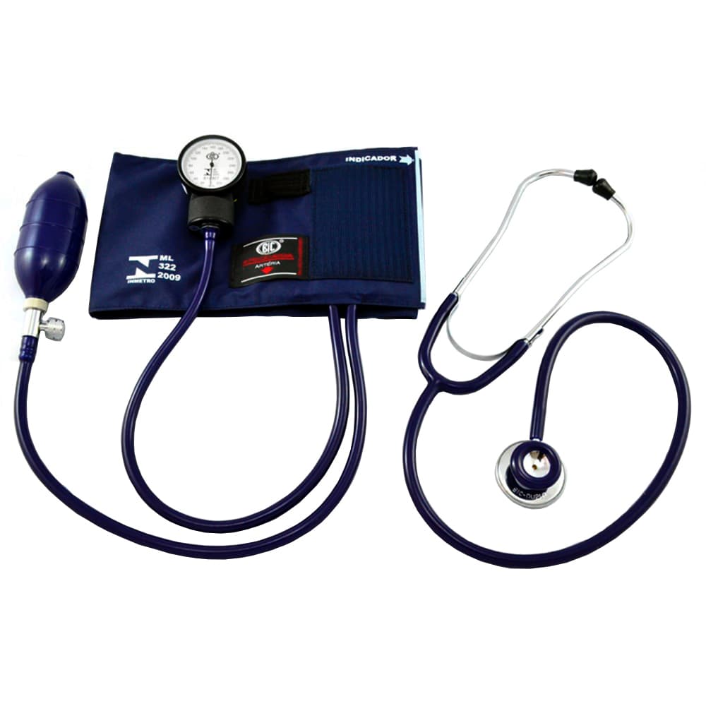 Aparalho de Pressão BIC Adulto Nylon Velcro + Esteto - Azul Marinho