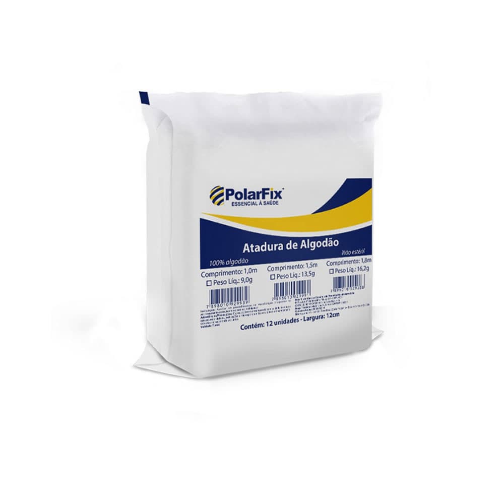 Atadura Algodão Polarfix 15x1,5m Pacote Com 12