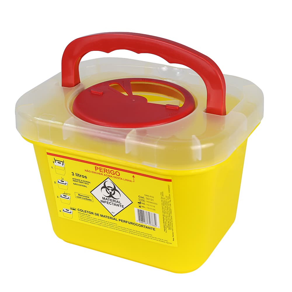 Coletor De Material Perfurocortante Em Plástico Labor Import (3l)